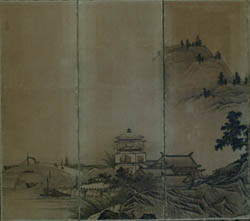 Rokaku Landscape Painting on a Folding Screen