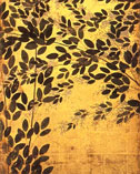 Folding screen with a minutely detailed description of Japanese bush clovers and Japanese pampas grass on it by Hasegawa Tohaku
