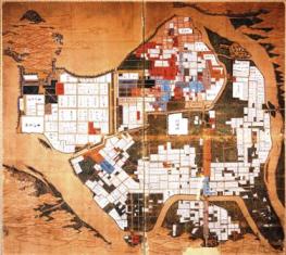 The picture map of the castle town in 1850s