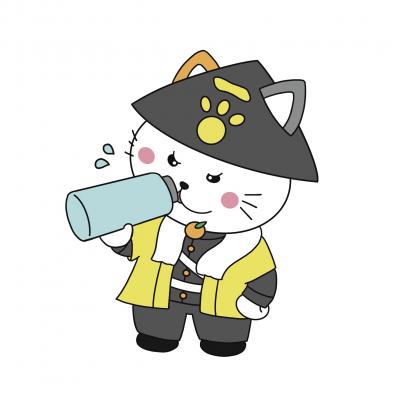 水を飲む萩にゃん