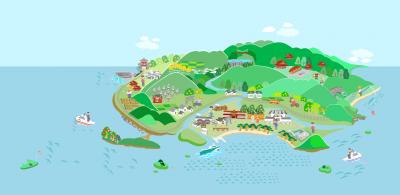 萩の全景イラスト