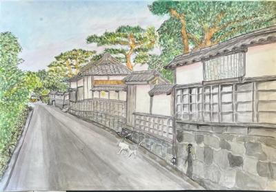 中学生の部_優秀賞「夕暮れの萩城下町」