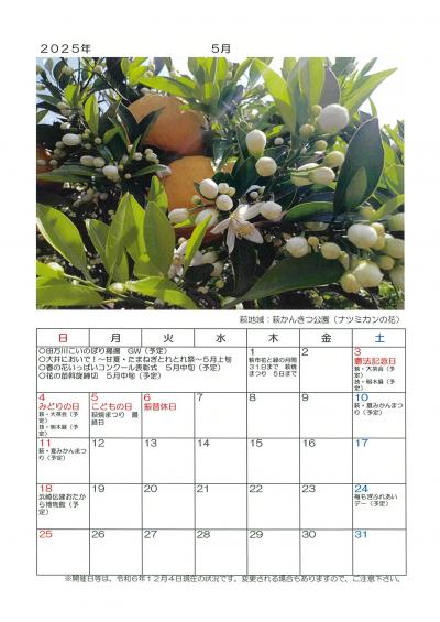 ２０２５年　萩・花の見どころカレンダー