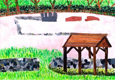 小学生の部優秀賞絵画(大板山たたら製鉄遺跡)