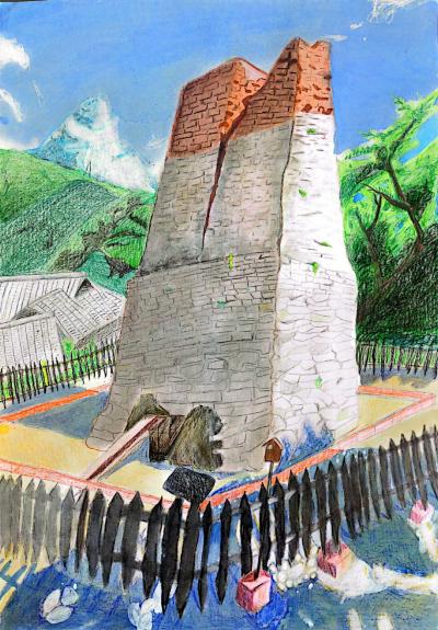 中学生の部優秀賞絵画(萩反射炉)