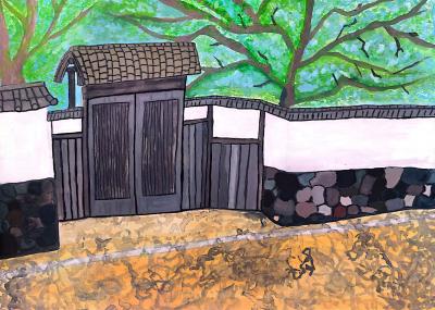中学生の部優秀賞絵画(萩城下町)