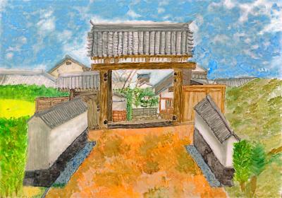 中学生の部入選絵画(萩城下町)