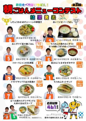朝ごはんメニューコンテスト二次審査結果チラシ